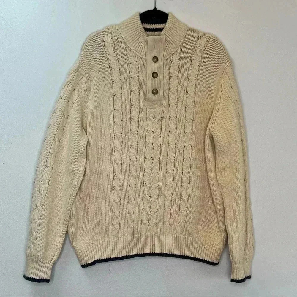 Eddie Bauer Vintage‎ Cotton Cable Knit Grandpa Chunky Pullover Sweater Sz XXL
